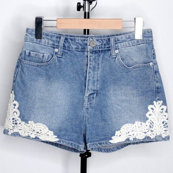 BDG High Rise Erin 5 Pocket Shortie Light Blue Denim Shorts Size 27w - Picture 2 of 14